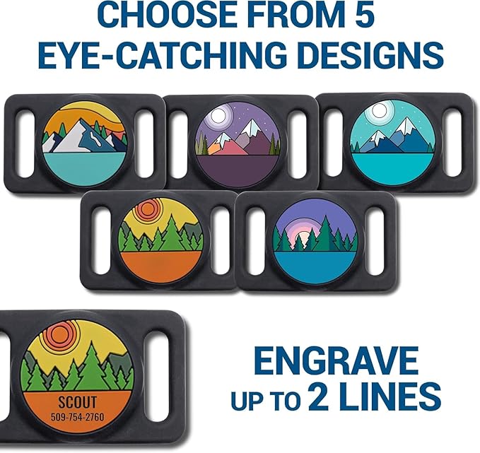 GoTags Designed for Airtag Engraved Dog Collar Holder, Personalized Airtag Case for Pet Collar, Up
