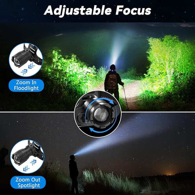 KYEKIO 3Pack Rechargeable Headlamps for Adults, 9900L Super Bright Head Lamps LED Rechargeable