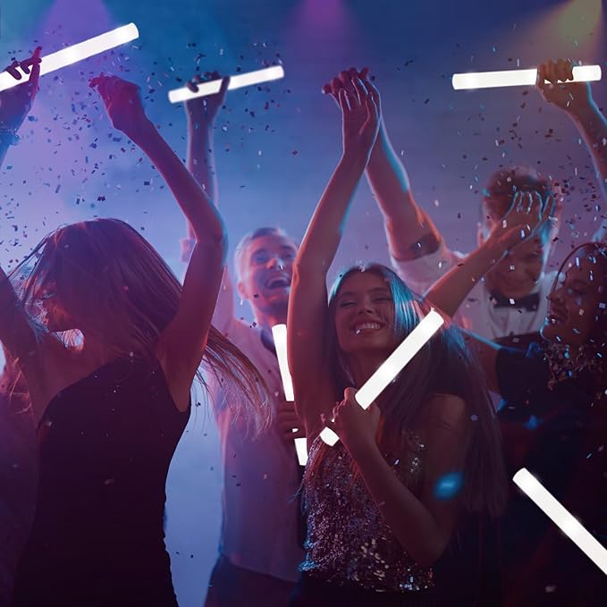 48Pack LED Glow Foam Sticks Bulk,Light Up Glow Sticks with 3 Flashing Modes,White Glow Wands Party