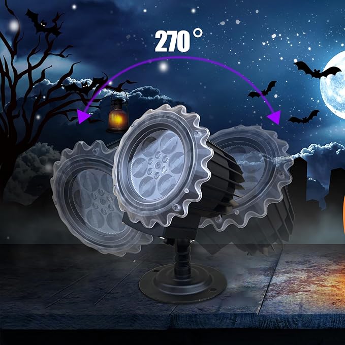 Halloween Projector Lights Outdoor, 3D-Dynamic Outdoor Holiday Light Projector with 4 Different