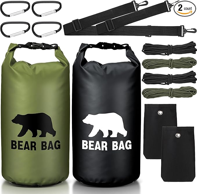 2 Sets Bear Food Bag for Camping Ultralight Food Bag Hanging System Includes 2 Pcs 10 L Waterproof