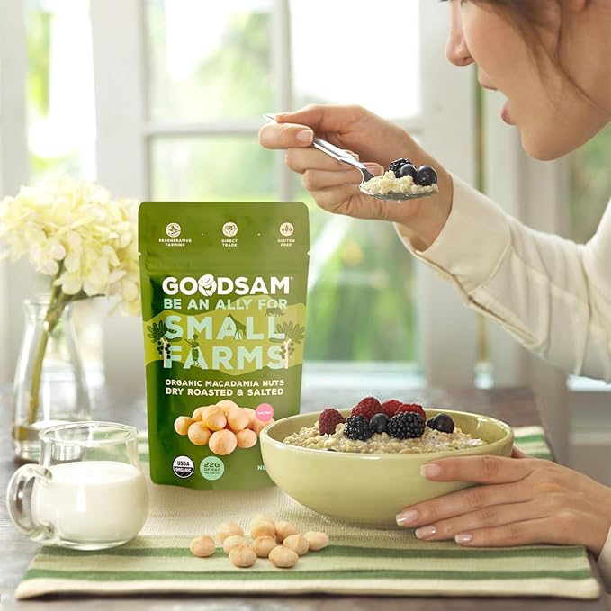 GoodSAM Organic Roasted Macadamia Nuts 0.5 lb, Salted, Gluten Free, Non GMO, Vegan, Keto