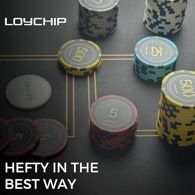 Poker Set with Numbered Chips 200-pcs for Card Board Game, 11.5g Weight with Playing Cards for