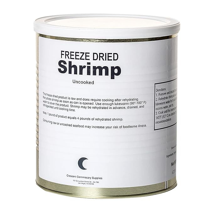 Freeze Dried Canned Uncooked Shrimp | Jarred and Packed Emergency Food Supply | Hunting, Survival