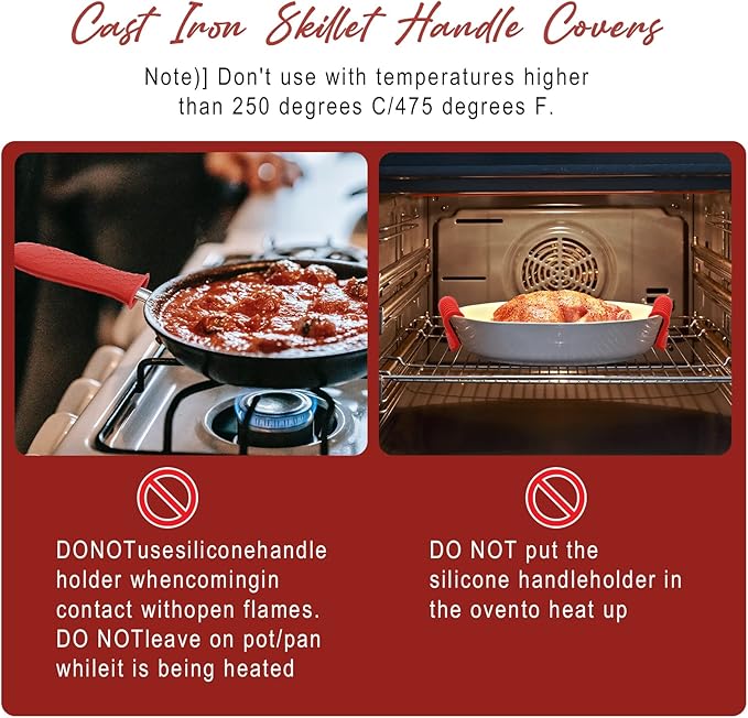 Joyhalo Cast Iron Handle Covers, 6 Pack Heat Resistant Silicone Handle Covers for Cast Iron