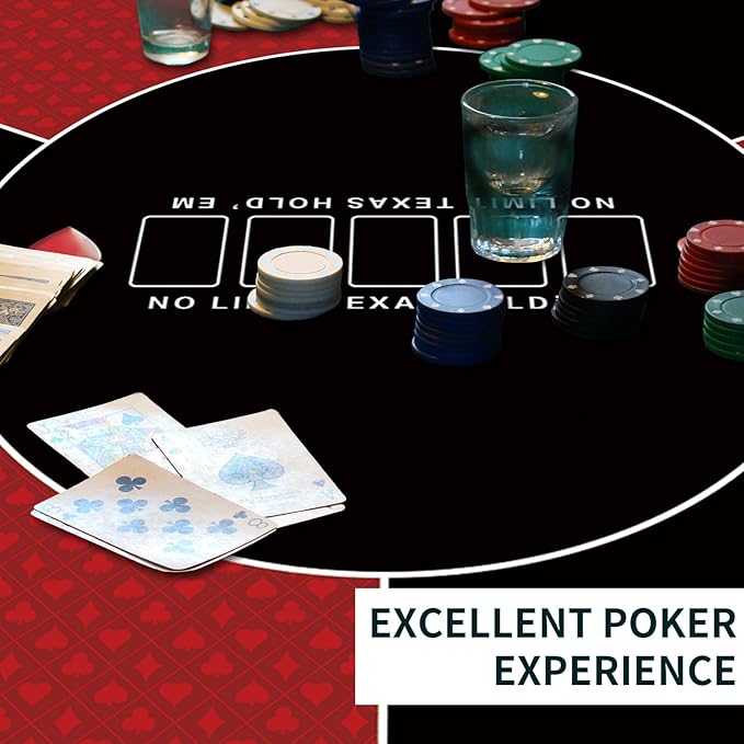 nuveti 24/31/39/47/55 inch Square Foldable 6-Player Texas Poker Card Tabletop Layout Portable