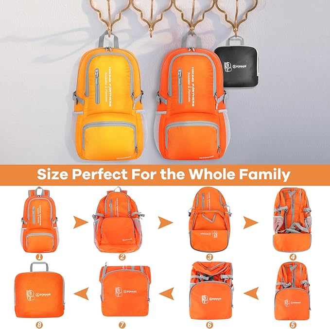 ZOMAKE Lightweight Packable Backpack, 35L Light Foldable Hiking Backpacks Water Resistant
