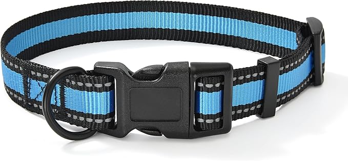 Mile High Life Dog Collar | Nylon Reflective Dog Collars | Light Weight Puppy Collars | Blue Dog