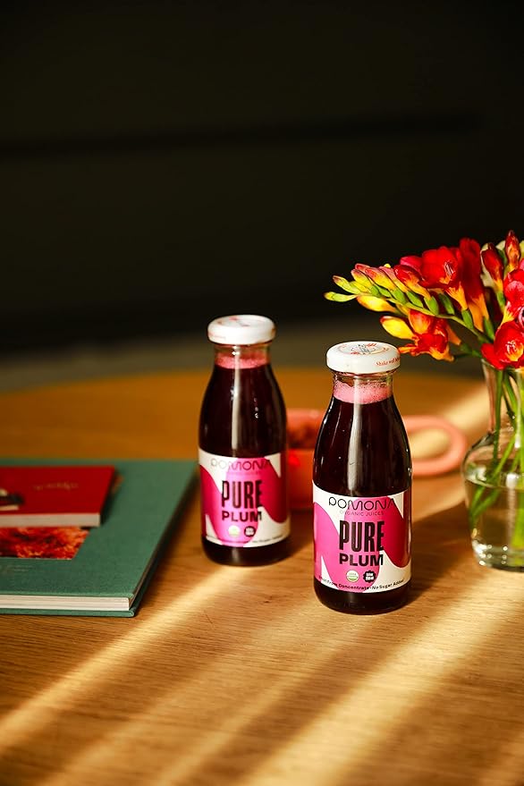 Pomona Organic Plum Juice (Pack of 12), Cold Pressed USDA Organic Juices, 100% Plums, No Added