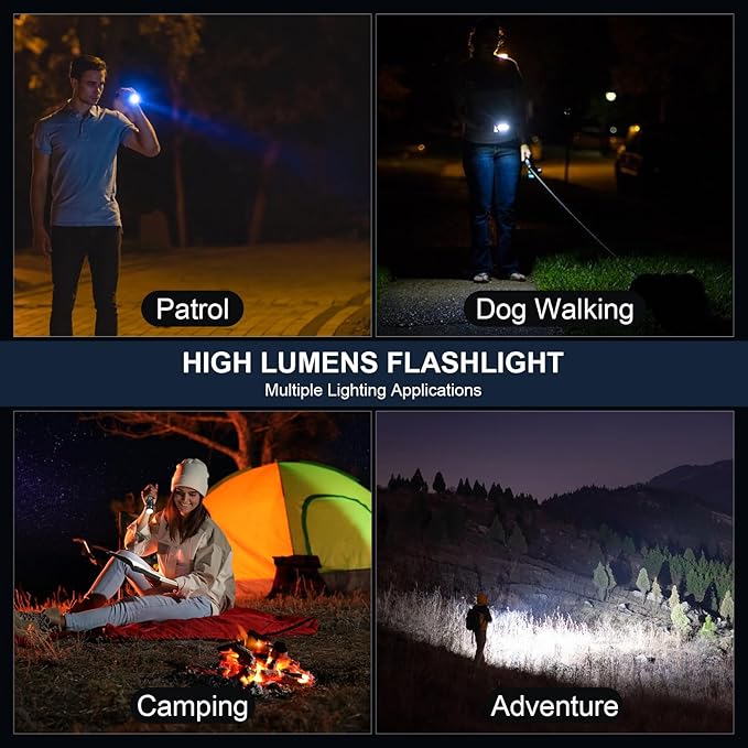 3 Pack Rechargeable Flashlights High Lumens, 99000LM Super Bright LED Flashlight, Adjustable