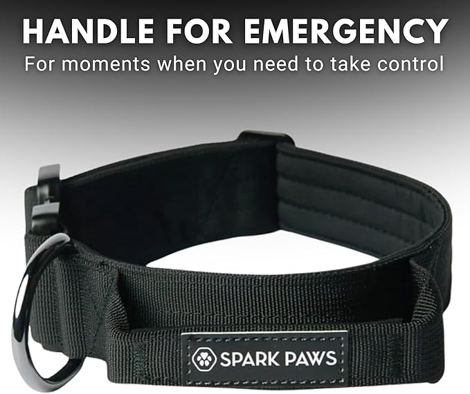 Spark Paws Tactical Dog Collar - Heavy Duty, Premium Quality, Thick and Durable for Large and
