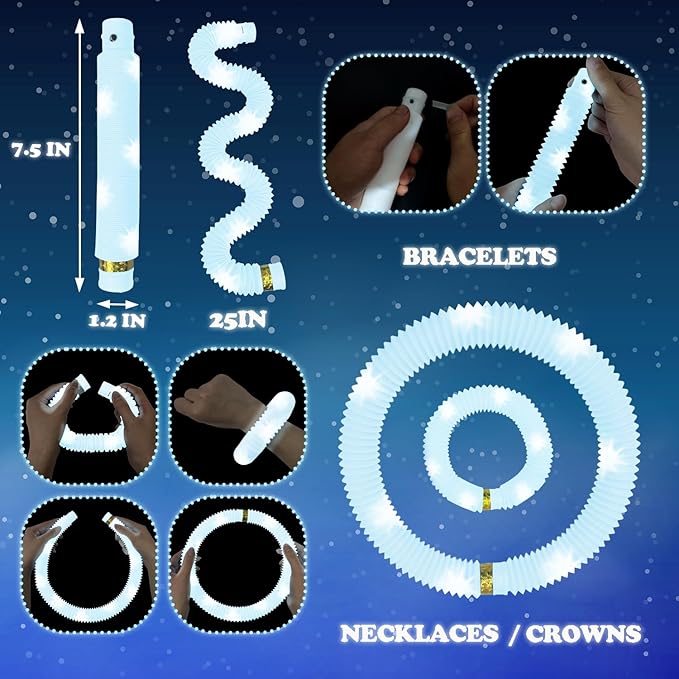 White Glow Sticks Party Favors Supplies Decorations for Wedding, Light Up Sticks Wands Necklaces