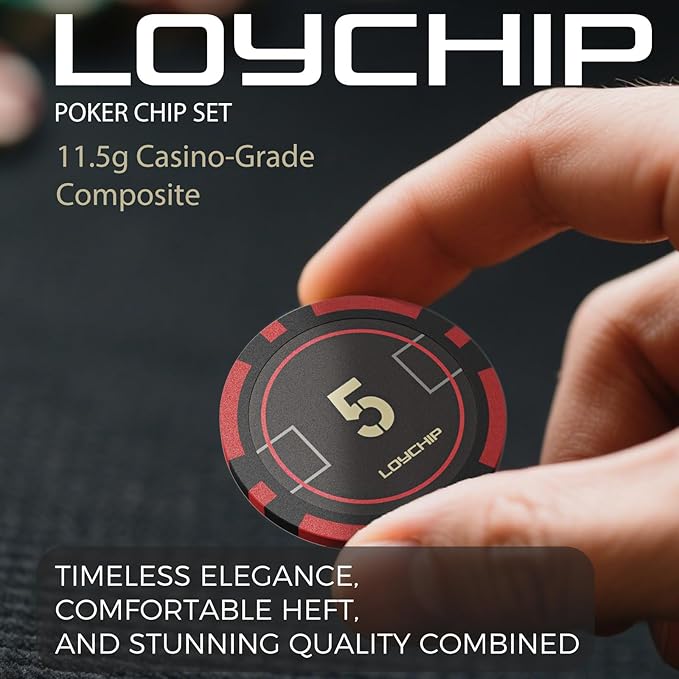 Poker Set with Numbered Chips 200-pcs for Card Board Game, 11.5g Weight with Playing Cards for