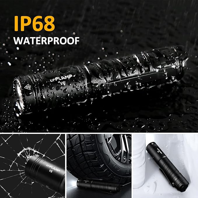 V6 1300 Lumens Rechargeable Flashlight, Compact & Powerful LED Flashlights with Type-C Fast