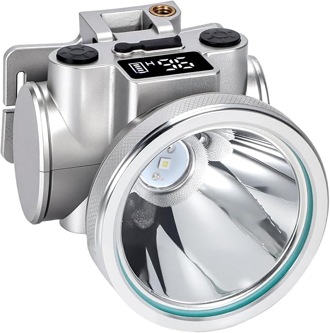 High Brightness LED Headlamp with Display Screen Rechargeable USB-C Waterproof Headlight with