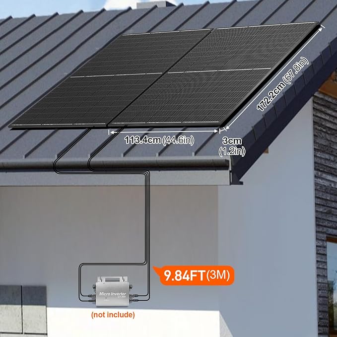 DOKIO 800W (2×400W) Monocrystalline Solar Panels 12/24V, 3 m Leads Each for Yard/Garden - Backyard
