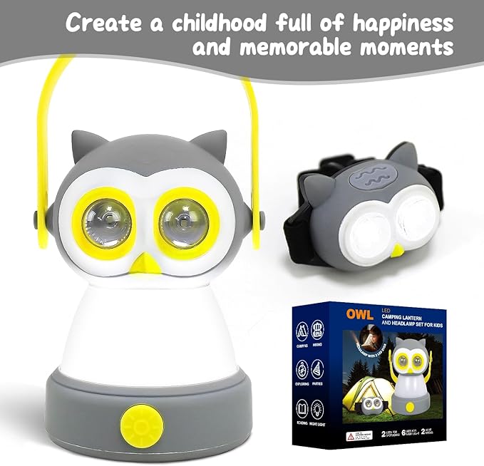 Portable LED Camping Lantern, Head Lamp Kit, Lightweight Battery Powered LED Flashlight for Indoor