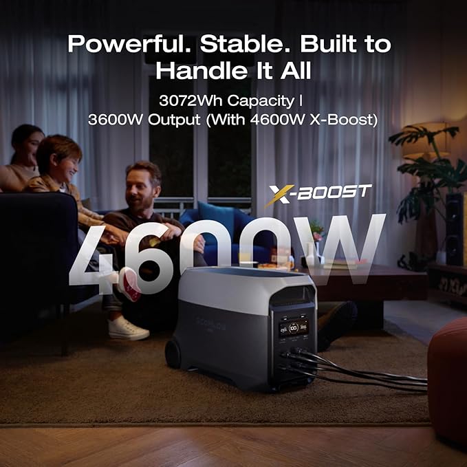 EF EcoFlow DELTA 3 Ultra Portable Power Station, 3072Wh LiFePO4 Battery, 3600W (Surge 7200W) Output