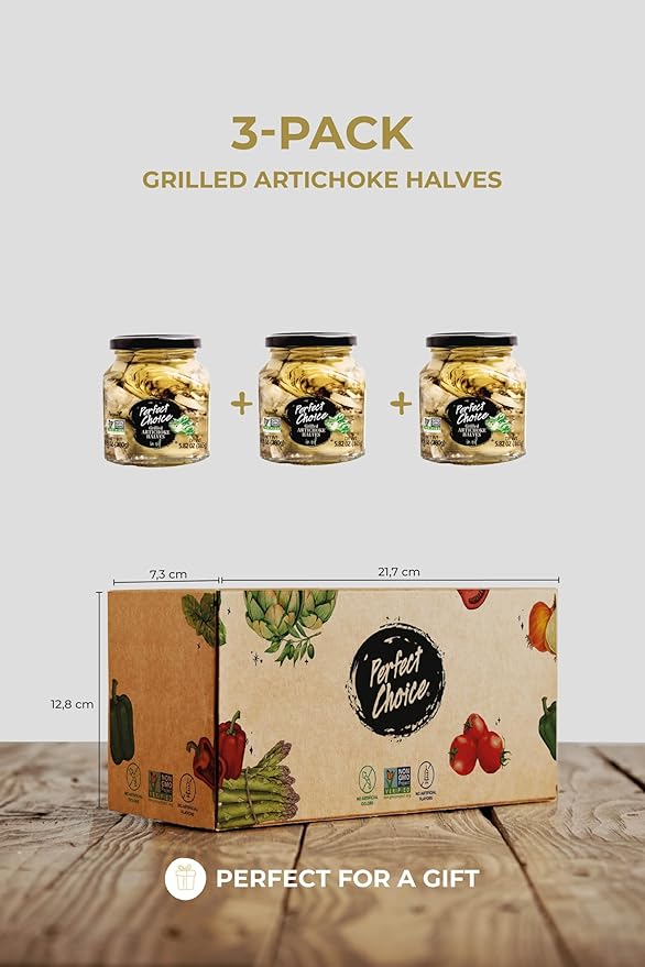 Perfect Choice Grilled Artichoke Halves in Oil - Delicious for Salads, Pizzas & More - 9.9 oz (Pack