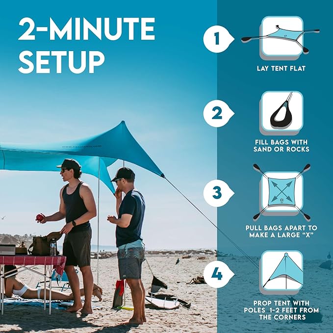 Neso Gigante - Portable Beach Tent - Ideal to Enjoy with Family and Friends - UPF 50+