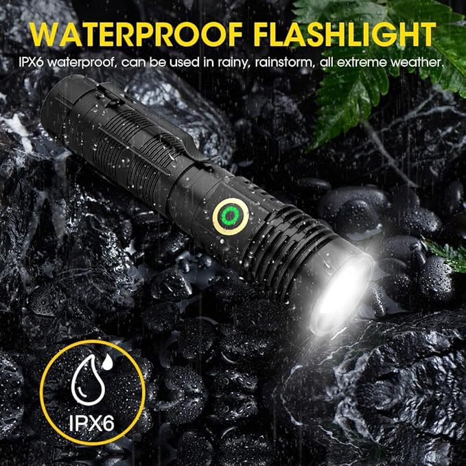 Rechargeable Flashlight High Lumens, High Lumens Super Bright Magnetic Flash Light, Long-Range