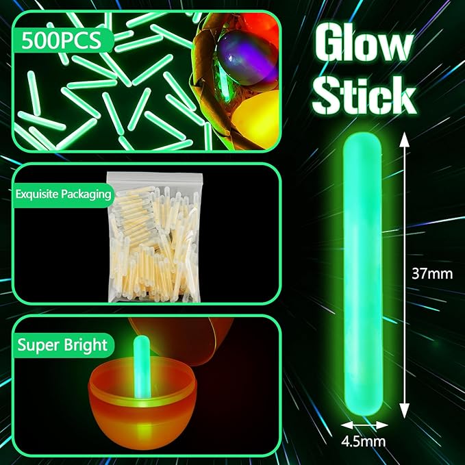 Jenaai 500 Pcs Fishing Glow Sticks Bulk for Bobbers Mini Glow Stick Rod Tip for Fishing Poles Small