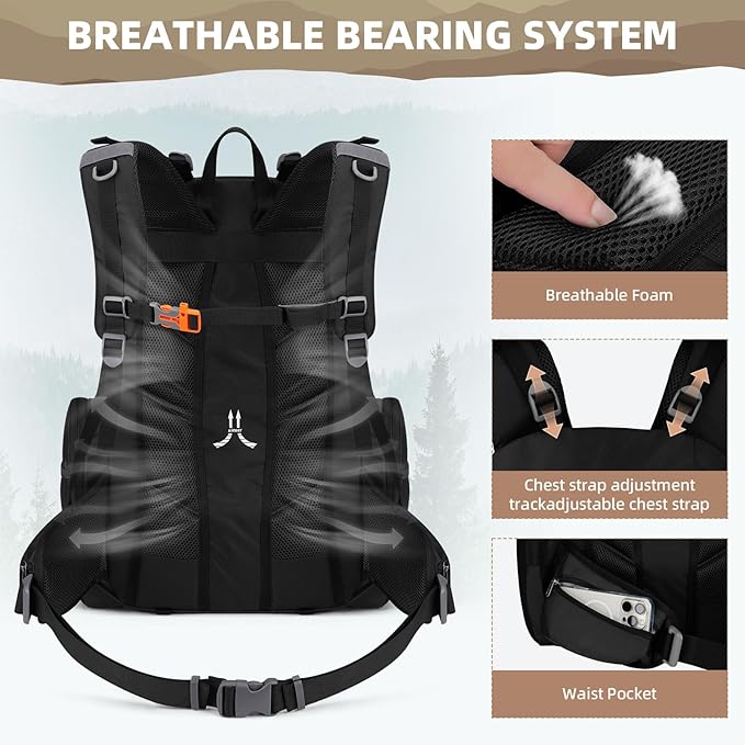 Maelstrom Hiking Backpack, 40L Waterproof Camping Daypack for Men and Women, Lightweight Travel