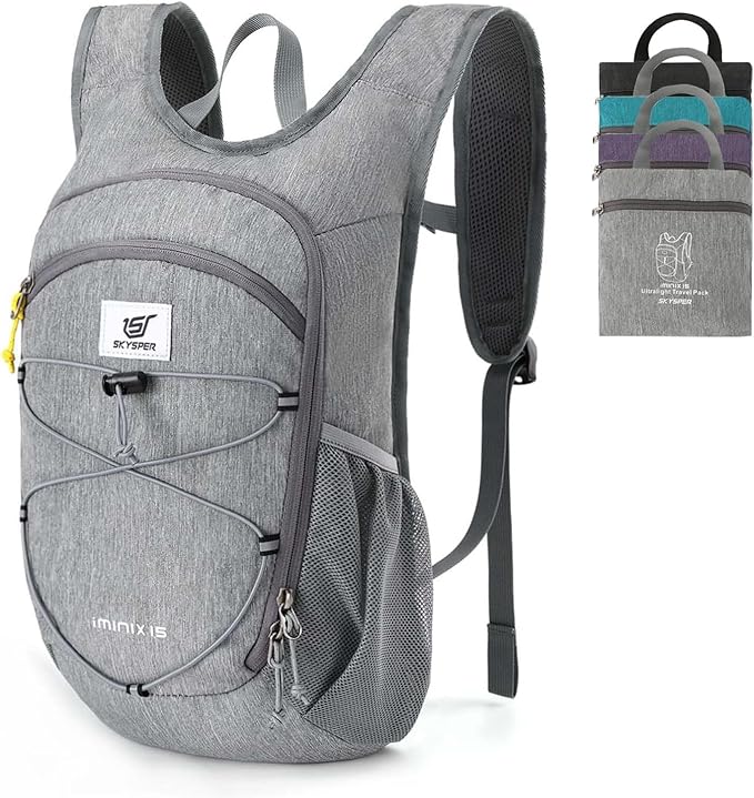 SKYSPER 15L/20L Foldable Hiking Backpack Lightweight Packable Travel Daypack with Chest Strap Small