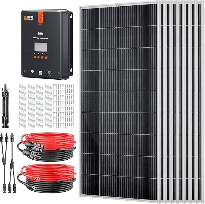 RICH SOLAR 1600 Watt 24V Solar Kit Contains 8 High Efficiency 200W Monocrystalline Panels with 9