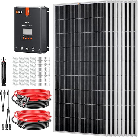 RICH SOLAR 1600 Watt 24V Solar Kit Contains 8 High Efficiency 200W Monocrystalline Panels with 9