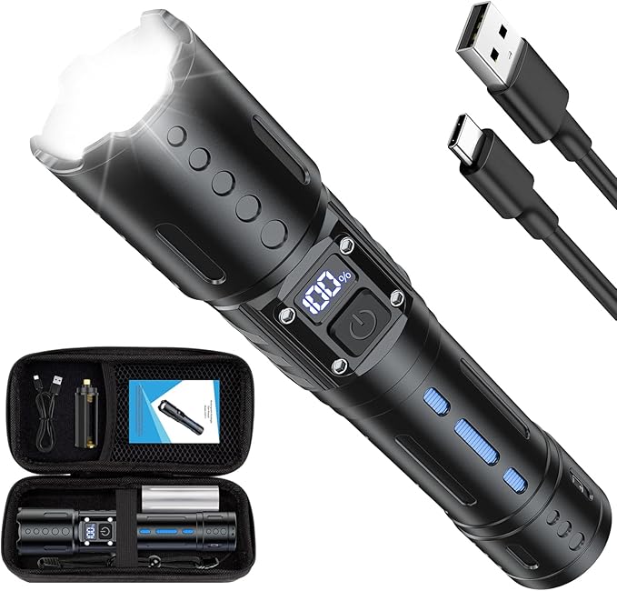 EDC Flashlights 2000 High Lumens Rechargeable - Long Beam Small Pocket LED Tactical Flashlight with