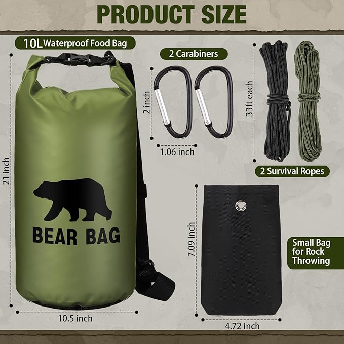 1 Set Bear Food Bag for Camping Ultralight Food Hanging System Includes Waterproof Bear Bag, Nylon