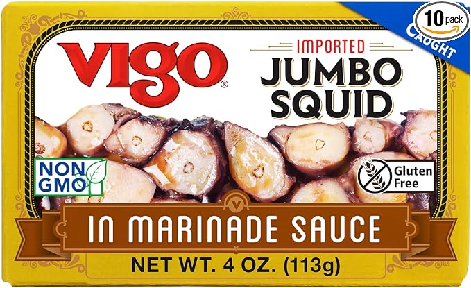 Vigo Premium Imported Canned Seafood, Jumbo Squid in Marinade Sauce, Specialty Flavored, Perfect