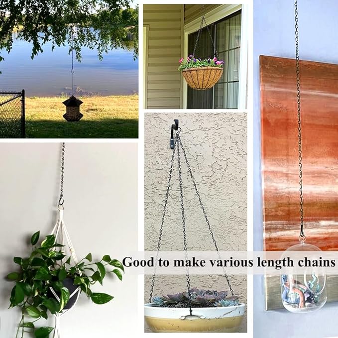 YINGFENG 236 Inch Black Metal Hanging Chains and Hanging Basket Hooks Set for Bird Feeders