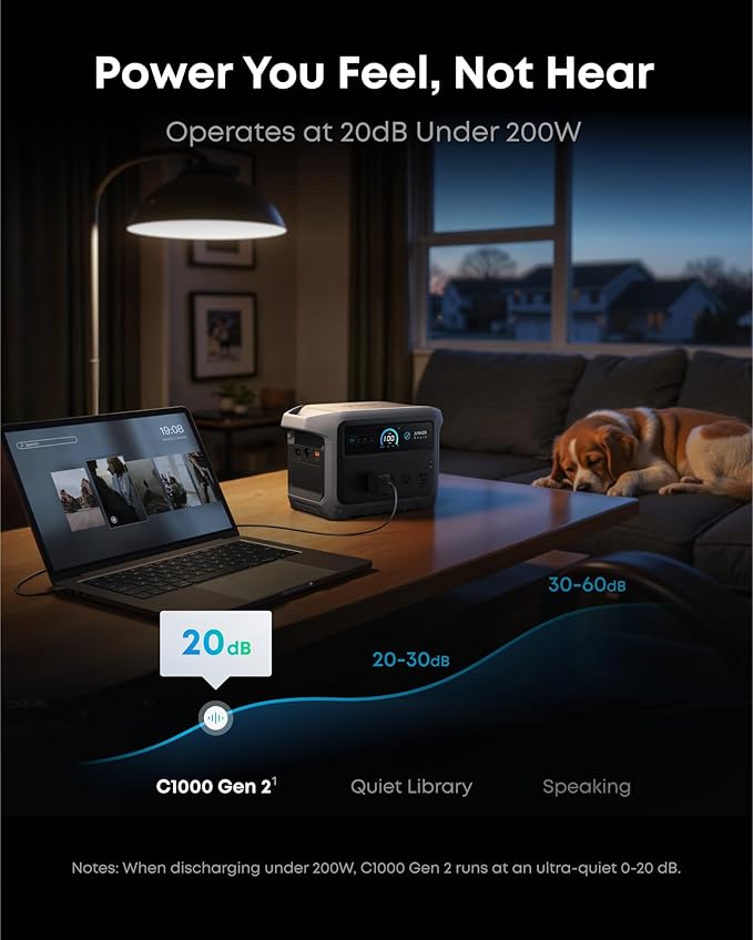 Anker SOLIX C1000 Gen 2 Portable Power Station with Water Resistant Bag, 2,000W (Peak 3,000W) Solar