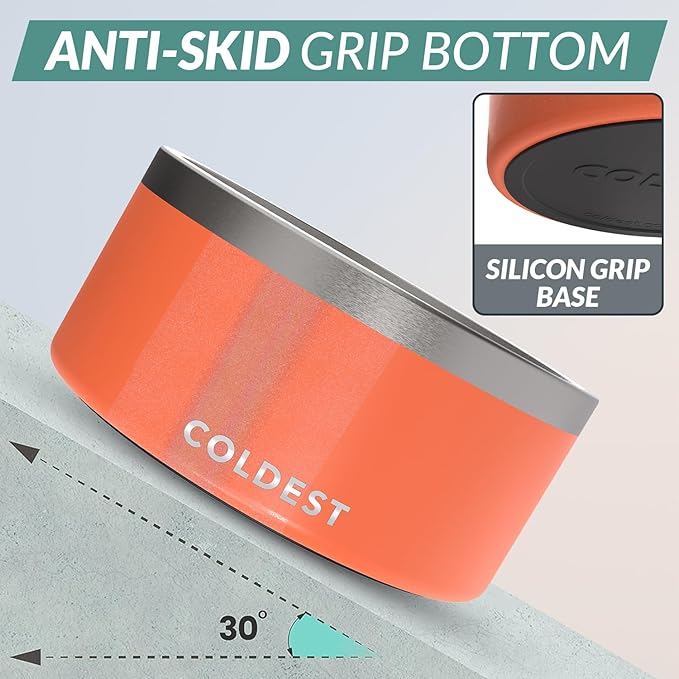 Coldest Dog Bowl - Anti Rust Metal, Non Slip, 3 Layers Insulated Stainless Steel Dog Bowls - Spill