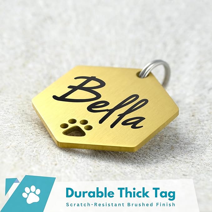 Ultra Joys Dog Tags Personalized for Pets - Hollow Paw Custom Pet ID Tag - Engraved Dog Tag for