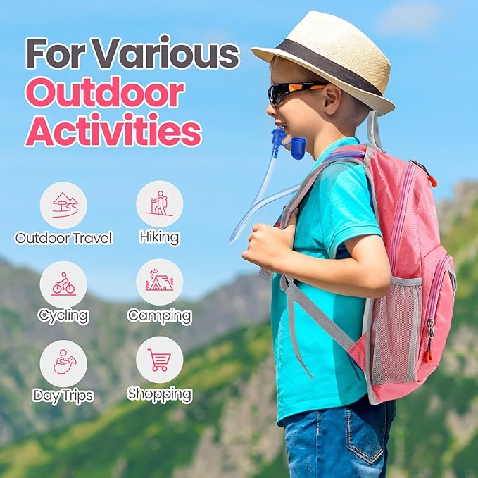 2 Pcs Kids Hydration Backpack with 1.5l Water Bladder Lightweight Kids Hiking Backpack Water