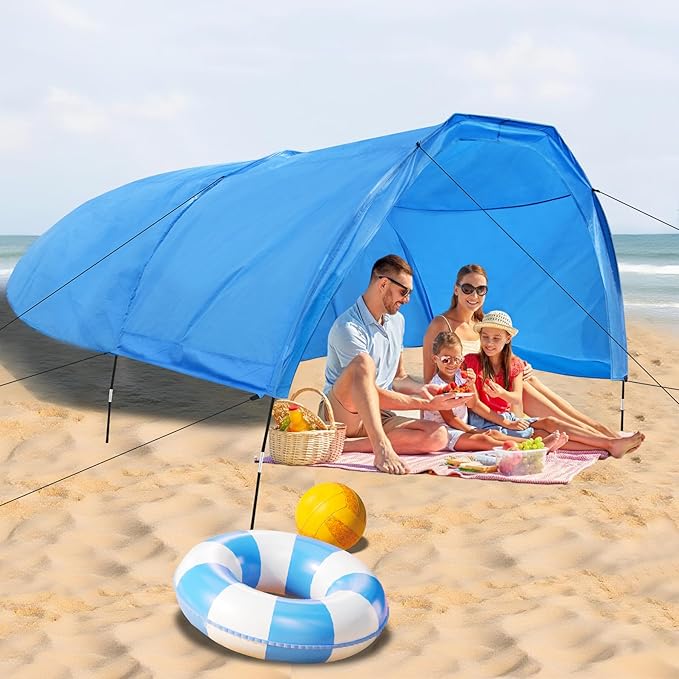 Beach Shade 200 Sq. Ft Beach Canopy for 4-8 People, Portable Sun Shelter with UV Protection