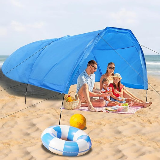 Beach Shade 200 Sq. Ft Beach Canopy for 4-8 People, Portable Sun Shelter with UV Protection