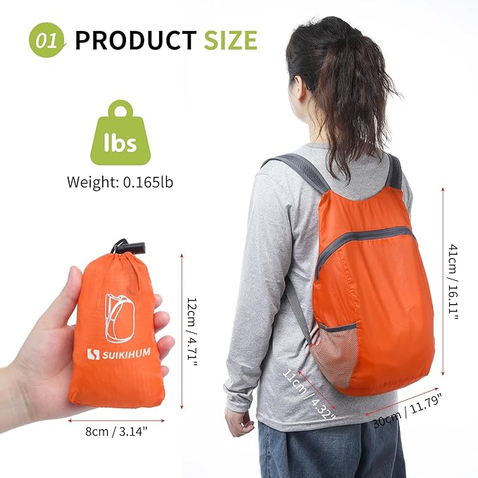 20L Ultra Hiking-Daypack Lightweight Foldable Travel Packable Backpack for Camping Cycling