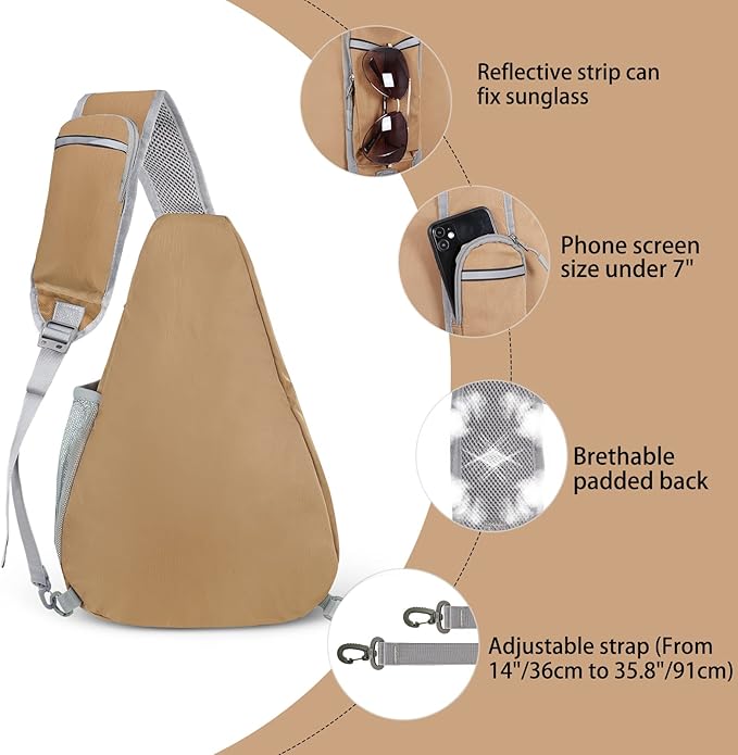 ZOMAKE Sling Bag,Small Crossbody Sling Backpack,Water Resistant Shoulder Daypack for Travel,Anti