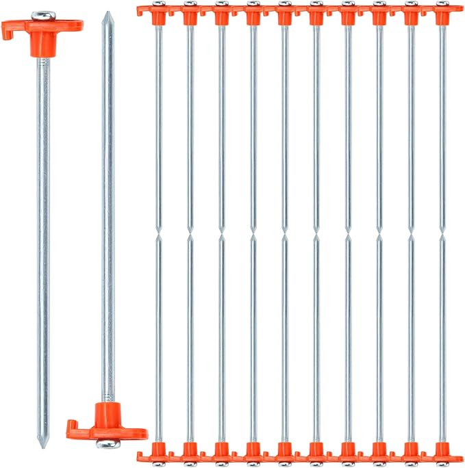 Yesland 20 Pack Tent Stake Heavy Duty, 10 Inch Non-Rust Metal Tent Pegs Ground Yard Stake Tent