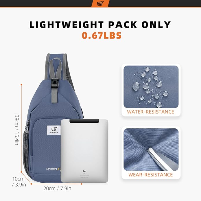 SKYSPER Sling Bag RFID Crossbody Sling Backpack Cross Body Shoulder Bag Travel Hiking Daypack for