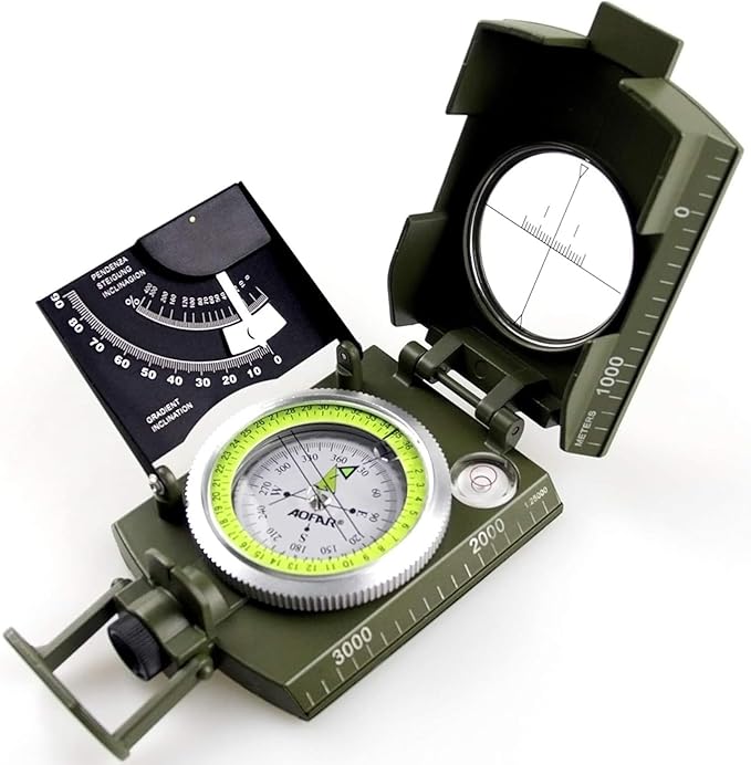 AOFAR AF-4074 Military Compass for Hiking,Lensatic Sighting Waterproof,Durable,Inclinometer for