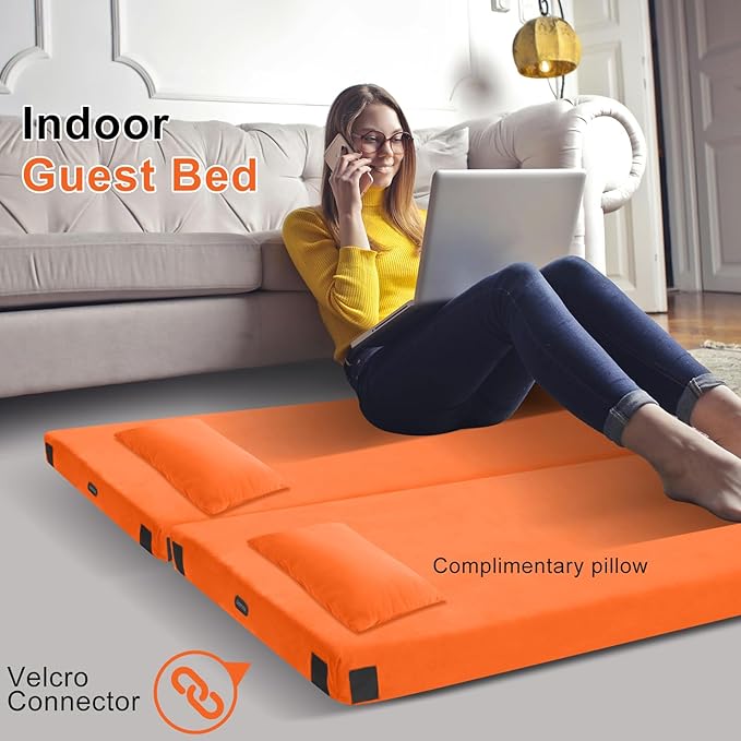 Memory Foam Camping Mattress pad, Comfortable Thick Floor Sleeping Mat for Adults with Waterproof