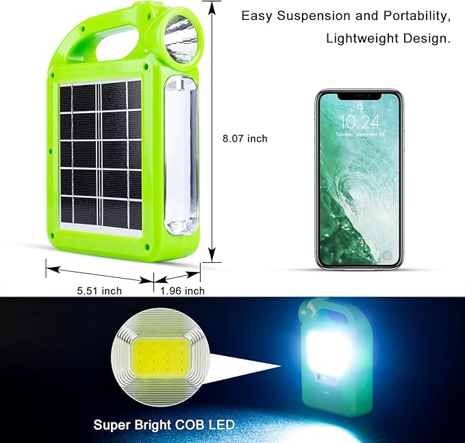 Solar Lantern Camping Essentials Accessories Lights, Rechargeable LED Flashlight for Power Outages