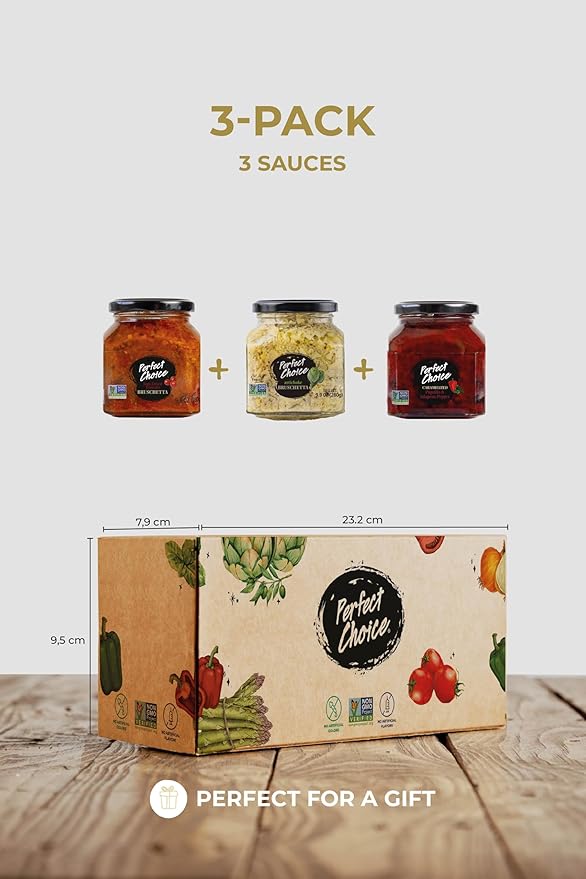 Perfect Choice Variety Pack - Delicious Artichoke Bruschetta, Sun-Dried Tomato Bruschetta &