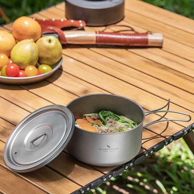 Boundless Voyage Titanium Pot Multifunctional Cooker Ultralight Camping Pot with Handle & Lid