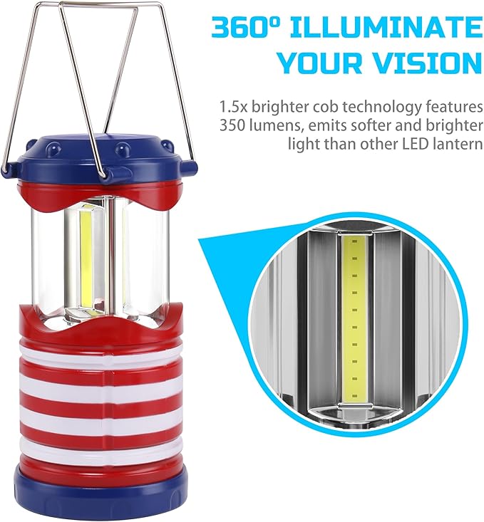 Lichamp LED Camping Lantern, 4 Pack Battery Powered Flashlight for Power Outages, Portable